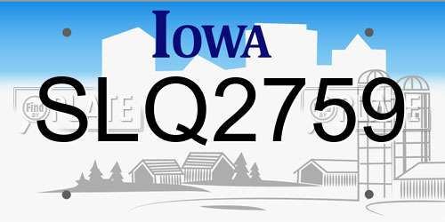 SLQ2759 Iowa License Plate