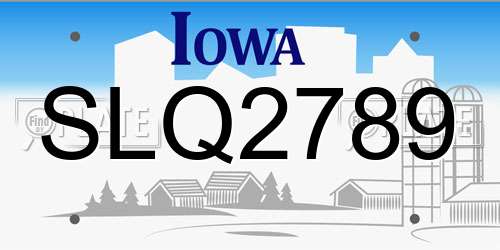SLQ2789 Iowa License Plate