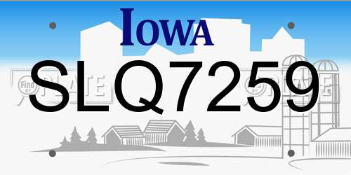 SLQ7259 Iowa License Plate