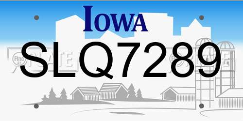 SLQ7289 Iowa License Plate