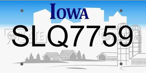 SLQ7759 Iowa License Plate