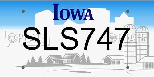 SLS747 Iowa License Plate