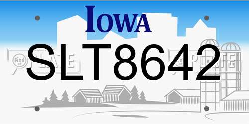 SLT8642 Iowa License Plate