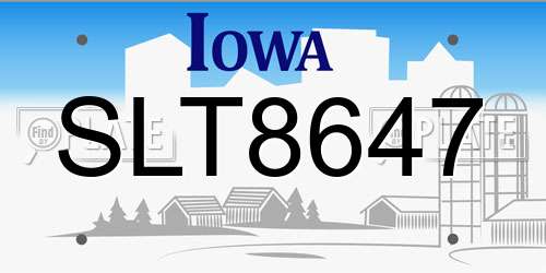 SLT8647 Iowa License Plate
