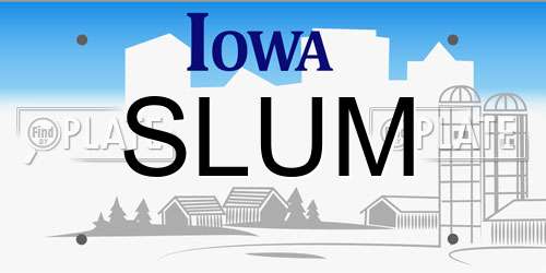 SLUM Iowa License Plate