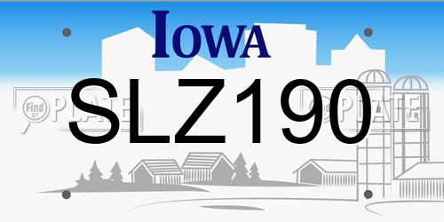 SLZ190 Iowa License Plate