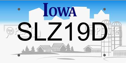 SLZ19D Iowa License Plate