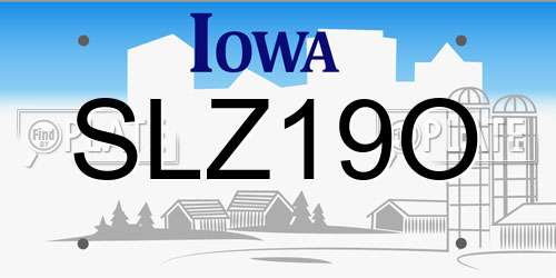 SLZ19O Iowa License Plate