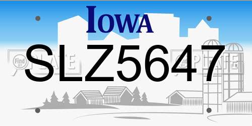 SLZ5647 Iowa License Plate