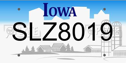 SLZ8019 Iowa License Plate