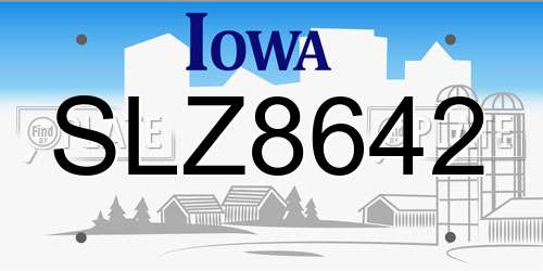 SLZ8642 Iowa License Plate