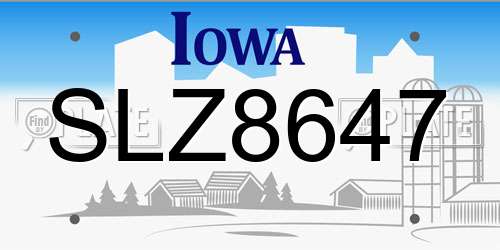SLZ8647 Iowa License Plate