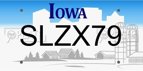 SLZX79 Iowa License Plate