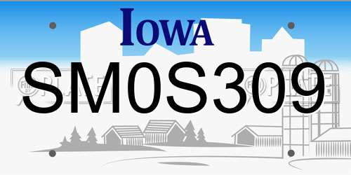 SM0S309 Iowa License Plate