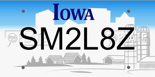 SM2L8Z Iowa License Plate