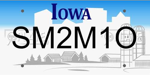 SM2M1O Iowa License Plate