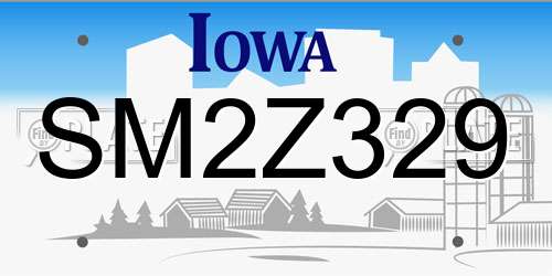SM2Z329 Iowa License Plate