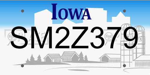 SM2Z379 Iowa License Plate