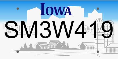 SM3W419 Iowa License Plate