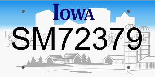 SM72379 Iowa License Plate