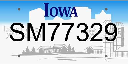 SM77329 Iowa License Plate