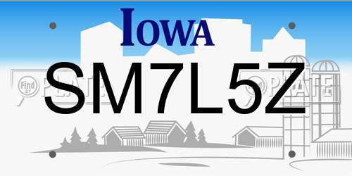 SM7L5Z Iowa License Plate