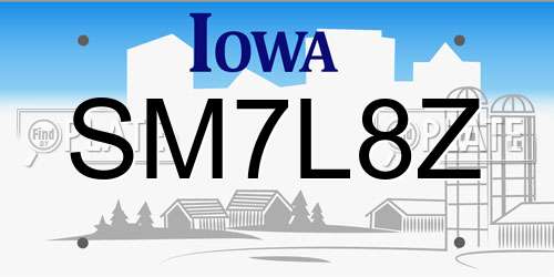 SM7L8Z Iowa License Plate