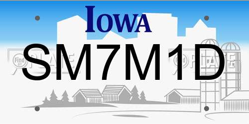 SM7M1D Iowa License Plate
