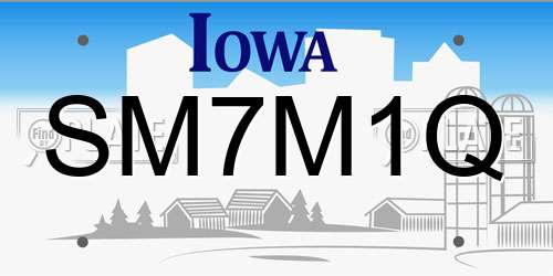 SM7M1Q Iowa License Plate