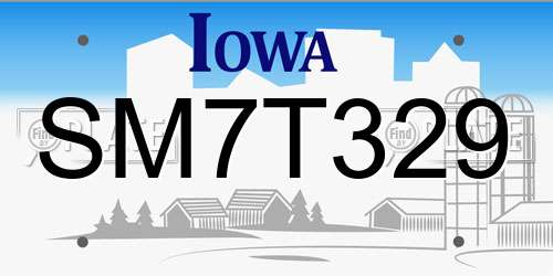 SM7T329 Iowa License Plate
