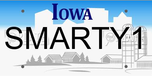 SMARTY1 Iowa License Plate