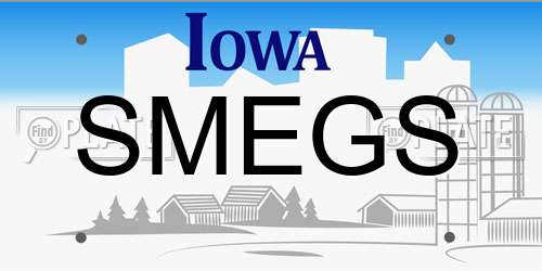 SMEGS Iowa License Plate