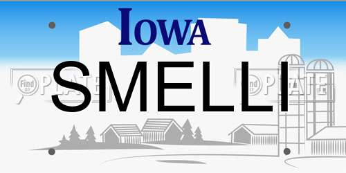 SMELLI Iowa License Plate