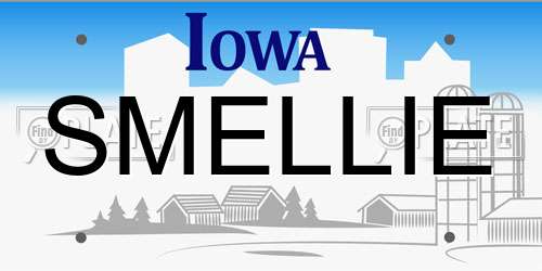 SMELLIE Iowa License Plate