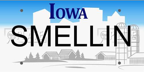 SMELLIN Iowa License Plate
