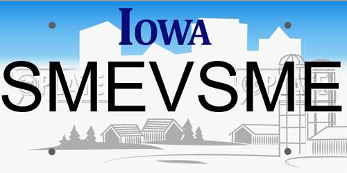 SMEVSME Iowa License Plate