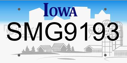 SMG9193 Iowa License Plate
