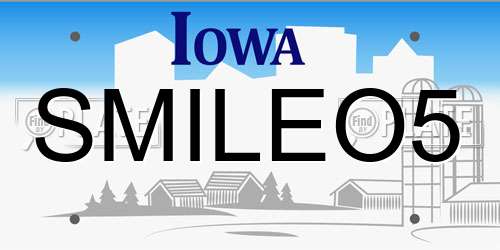 SMILEO5 Iowa License Plate