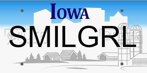 SMILGRL Iowa License Plate