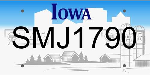 SMJ1790 Iowa License Plate