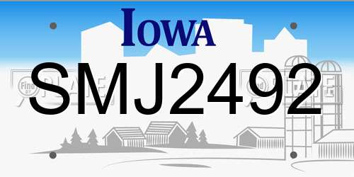 SMJ2492 Iowa License Plate