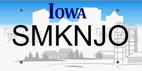 SMKNJO Iowa License Plate