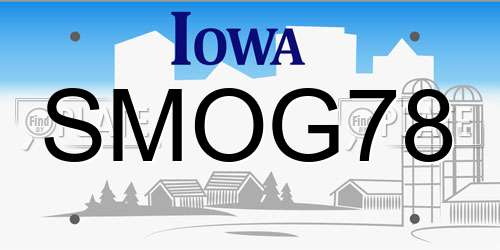 SMOG78 Iowa License Plate