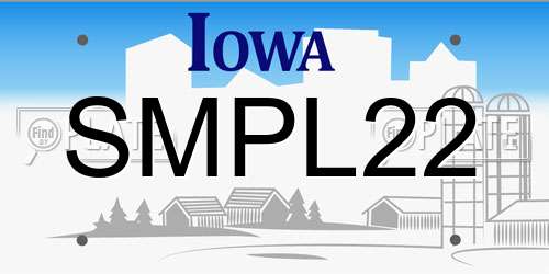 SMPL22 Iowa License Plate