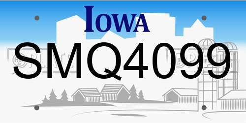 SMQ4099 Iowa License Plate