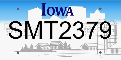 SMT2379 Iowa License Plate