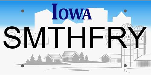 SMTHFRY Iowa License Plate