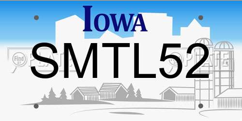 SMTL52 Iowa License Plate