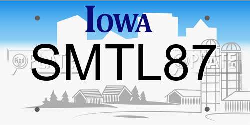 SMTL87 Iowa License Plate