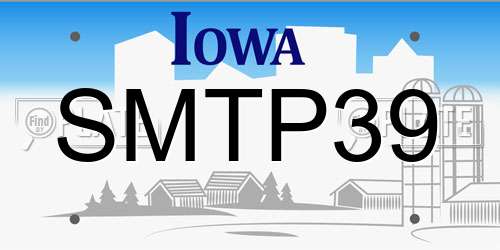 SMTP39 Iowa License Plate